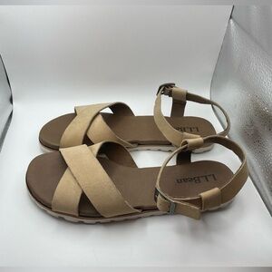 L.L Bean tan leather strap sandals size 9